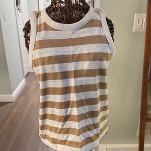 Loft Outlet Size M for Striped Tan and White Women's Tank Top